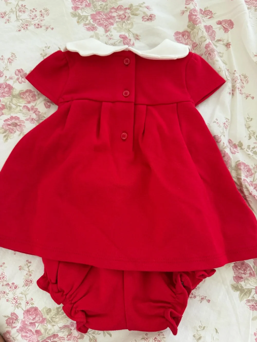 Janie and Jack Red Dress with Cream Collar and Bow